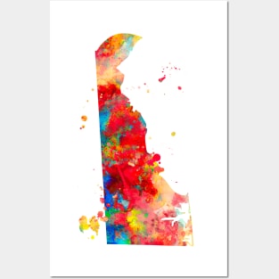 Delaware State Map Watercolor Painting Posters and Art